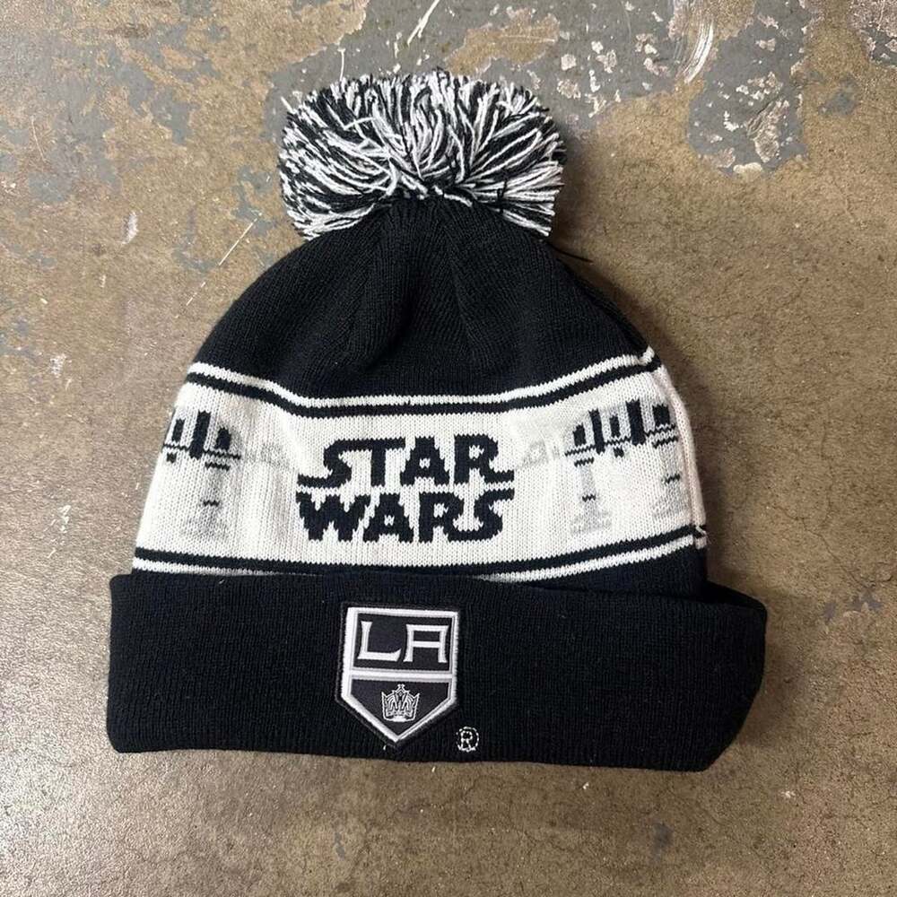 Los Angeles Kings Star Wars Mammoth Beanie Black White Pom Pom